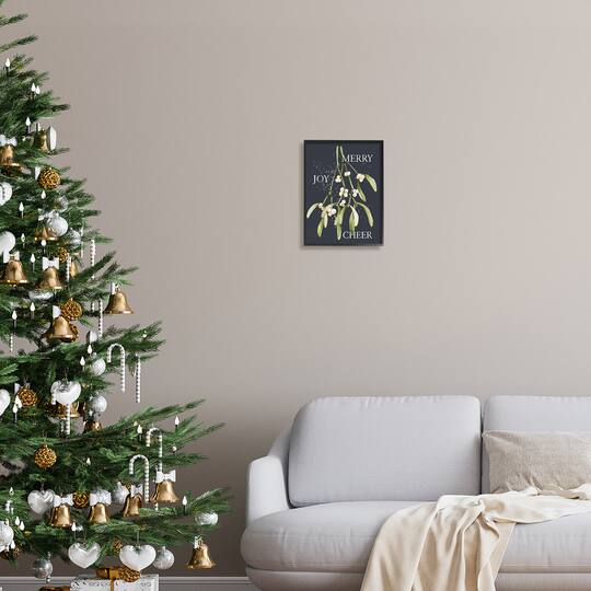 Stupell Industries Merry Joy Cheer Holly Berries Framed Giclee Art